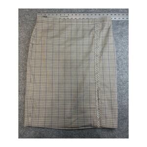 Ann Taylor Plaid Pencil Skirt Sz 16T front side slit fully lined cotton blend